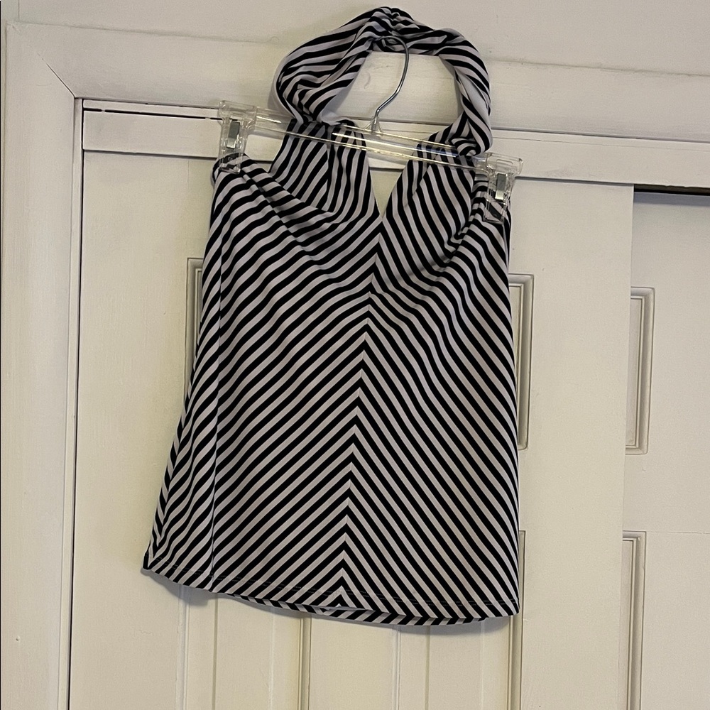 Lauren Ralph Lauren Navy and White Striped Halter Top